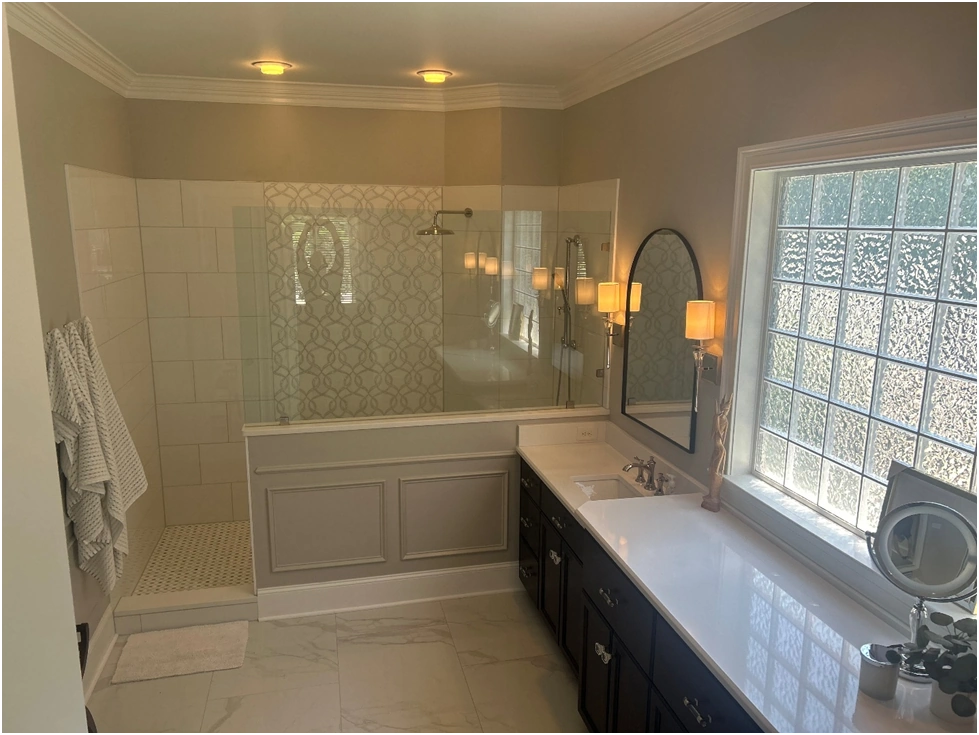 luxury bathtub and glass shower bathroom remodel by premier hds