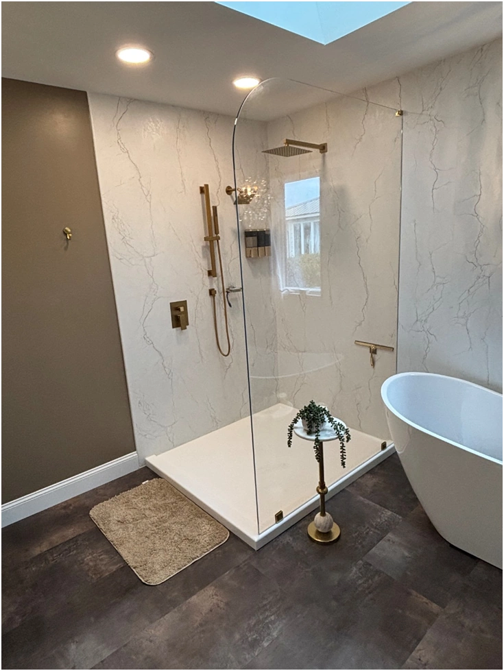 walk in shower and freestanding tub bathroom remodel by premier hds