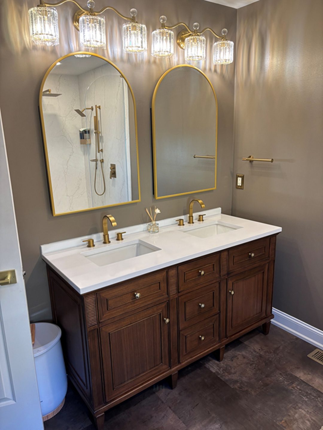 Premier Home Designs craftsman working on a bathroom remodel in Concord NC